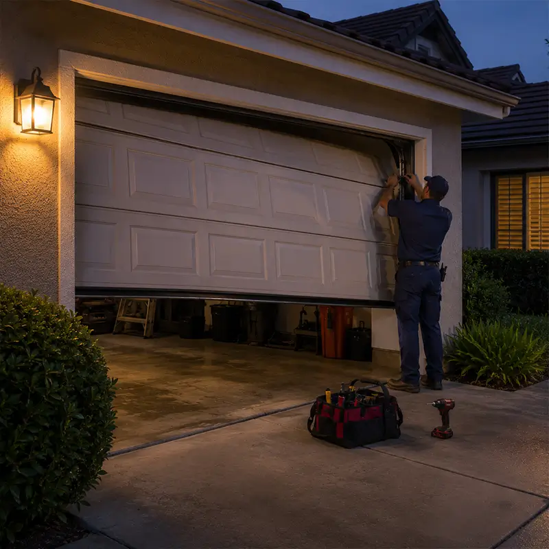 Garage door cable repair and off track garage door realignment in Humble TX